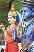 Indian ocean, Mauritius, district of Savanne, Grand Bassin, Hindu temple dedicated to Lord Shiva, statues