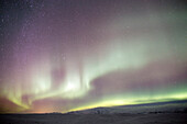 Iceland. Southern region. Skogar region. Aurora borealis.