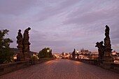 BAROQUE STATUES KING CHARLES IV BRIDGE PRAGUE CZECH REPUBLIC