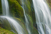 Small Waterfall Over Mossy Stones In Gleann Enich Near Aviemore, Highlands, Scotland, Uk