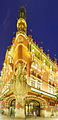 Palau de la Musica Catalana, illuminated, architect Lluis Domenech i Montaner, Catalan modernista architecture, Art Nouveau, UNESCO World Heritage Site Palau de la Musica Catalana, Barri Gotic, Barcelona, Catalonia, Spain