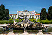 Nereid sea nymph fountain in the gardens of Palacio Nacional de Queluz (Queluz National Palace), Lisbon, Lisboa, Portugal