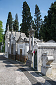 Tombs at Cemiterio dos Prazeres cemetary in Prazeres disctrict, Lisbon, Lisboa, Portugal