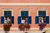 Detail eines Hauses in der Altstadt, Sibiu, Transylvanien, Rumänien