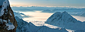 Blick von der Zugspitze über das Inntal mit Hohe Munde, Oberbayern, Bayern, Deutschland