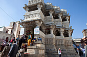 Hindus and tourists at Jagdish Temple, Udaipur, Rajasthan, India
