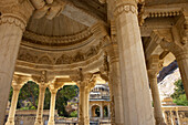 Pillars and vault of a cenotaph of the Royal Gaitor, Jaipur, Rajasthan, India