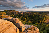 Carolafelsen im Abendlicht, Nationalpark Sächsische Schweiz, Sachsen, Deutschland