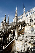 On the roof of the Milan Cathedral, Milan, Lombardy, Italy