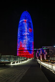 Torre Agbar at night,architect Jean Nouvel,22@ quarter,Barcelona,Spain