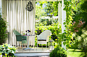 Garden terrace in summer, Freiburg im Breisgau, Black Forest, Baden-Würtemberg, Germany