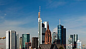 Skyline von Frankfurt mit Wolkenkratzer, Frankfurt am Main, Hessen, Deutschland