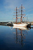 Sailing ship in the harbour, Sassnitz, Ruegen island, Baltic Sea, Mecklenburg Western-Pomerania, Germany