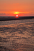 Sonnenuntergang am Kniepsand, Insel Amrum, Nordsee, Nordfriesland, Schleswig-Holstein, Deutschland