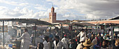 Open air kitchens and stalls on Jemaa El Fna, Marrakech, Morocco