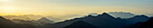 Panoramic view from Aiplspitz over mountain scenery, Bavarian Prealps, Upper Bavaria, Bavaria, Germany
