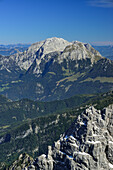 Blick vom Hochkalter auf auf Hoher Göll, Nationalpark Berchtesgaden, Berchtesgadener Alpen, Oberbayern, Bayern, Deutschland