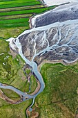 Aerial view on the way to the Snaefellsness peninsula, Iceland, Europe.