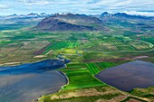 Aerial view on the way to the Snaefellsness peninsula, Iceland, Europe.