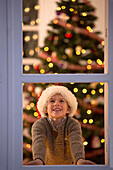 Young boy waiting for santa claus