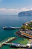 The town of Sorrento and the Bay of Naples in Sorrento, Campania, Italy