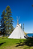 An indian teepee in the Waskesiu townsite in Prince Albert National Park, Saskatchewan, Canada