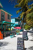 Shops and restaurants in the village of Cay Caulker, Belize