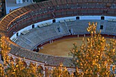 Malaga, Bullring, View from Gibralfaro, Costa del Sol, Andalucia, Spain.