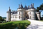 Entrance to the castle of Chaumont Sur Loire, Loire Valley, France  Originally built in the 10th century, has undergone multiple renovations until reaching its present appearance  It is a French Historic Monument since 1840
