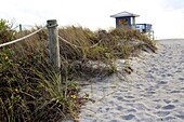 a lifeguard station at Venice Beach, Florida, USA