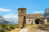 Vió church near to canyon of Añisclo Valley, belonging to Ordesa y Monte Perdido National Park  Pyrenees  Fanlo  Huesca province  Aragón  Spain