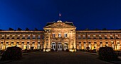 The picturesque Rohan Castle Château des Rohan at night in Saverne, Alsace, France, Europe