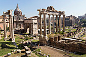 The view over the Roman Forum in Rome Italy
