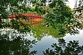 bridge to Ngoc San Temple Temple of the Jade Mountain, Jade Island, Hoan Kiem Lake, Hanoi, Vietnam