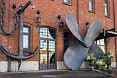 Ship four bladed propeller and anchor, Helsinki, Finland.