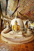 Sri Lanka - Buddish Cave Temple Dambulla, stupa and Buddha statues inside, Kandy province, UNESCO World Heritage Site, central region of Sri Lanka Island