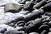Stones on the beach, Baia das Canas near Prainha, Island of Pico, Azores, Portugal