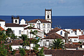 Blick auf Vila Franca do Campo mit Ilheu da Vila, Südküste, Insel Sao Miguel, Azoren, Portugal