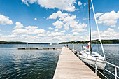 Lake Ratzeburg with the cathedral of Ratzeburg in the background, Ratzeburg, Schleswig-Holstein, north Germany, Germany