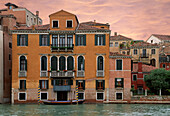 Buildings and Boat Along Grand Canal, Venice, Italy