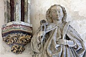 Statue Of Saint Apollonia With Her Pair Of Pliers And The Martyr'S Palm, Patron Saint Of Dentists And Protector Against Toothache, Decor In The 15Th Century Holy Chapel At The Chateau De Chateaudun, Eure-Et-Loir (28), France