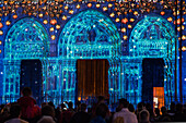 New Scenography On The Royal Door Of The Cathedral Staged By 'Spectaculaires, Allumeurs D'Images', Chartres In Lights, Eure-Et-Loir (28), France