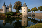 Moats And The Renaissance Chateau Of Sully-Sur-Loire In The Early Morning, Loiret (45), France