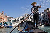 Gondolier On A Canal, Venice, La Serenissima, Veneto, Italy, Europe