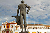 Statue Of A Matador, Plaza De Toros, La Maestranza Arena, Dating From The 18Th Century, In Baroque Seville Style, Statue Of The Famous Matador Curro Romero, Seville, Andalusia, Spain