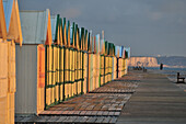 Beach Huts On The Beach At Sunset, Boardwalk Of Cayeux-Sur-Mer, Bay Of Somme, Somme (80), France