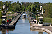 Yacht On The Canal Bridge Of Briare, Canal Running Alongside The Loire, Loiret (45), France