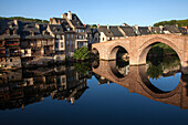 Pont-Vieux Bridge Over The Lot, The Way Of Saint James, Compostela Road, Espalion, Aveyron (12), France