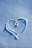 Drawing Of Heart In Blanket Of Fresh Snow Winter Alaska