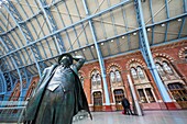 UK, England, London, Kings Cross, St Pancras Station, Statue of Sir John Betjeman by Martin Jennings
